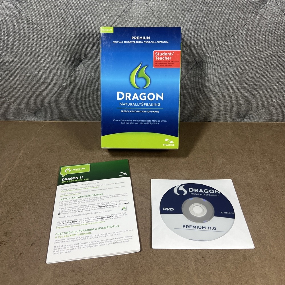 Dragon Naturally Speaking Version 11 Nuance Premium‎ Edition without Headset